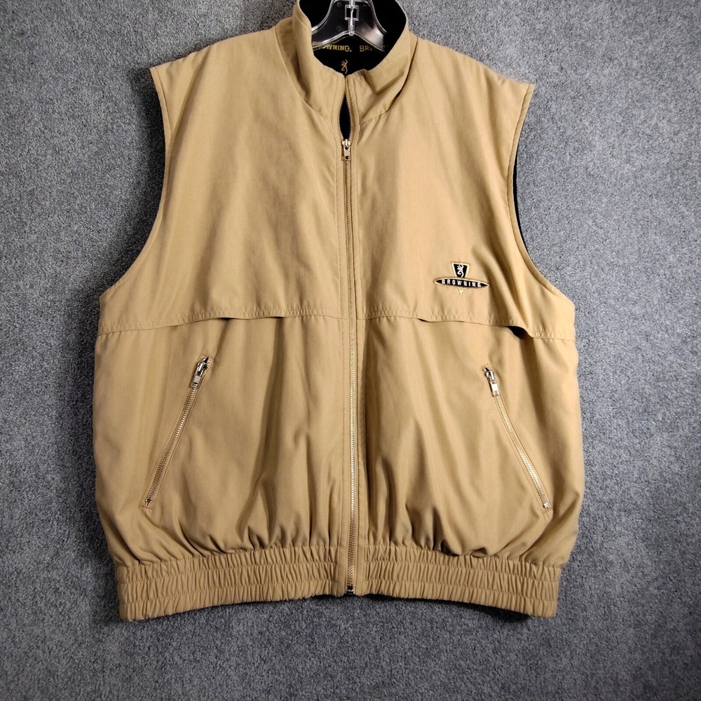 Browning Fleece Lined Vest Full Zip Sleeveless Hunting Outdoors Tan Mens XL